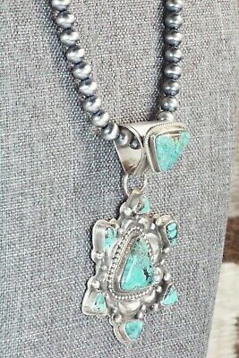 Turquoise and Sterling Silver Pendant & Necklace - Tom Lewis