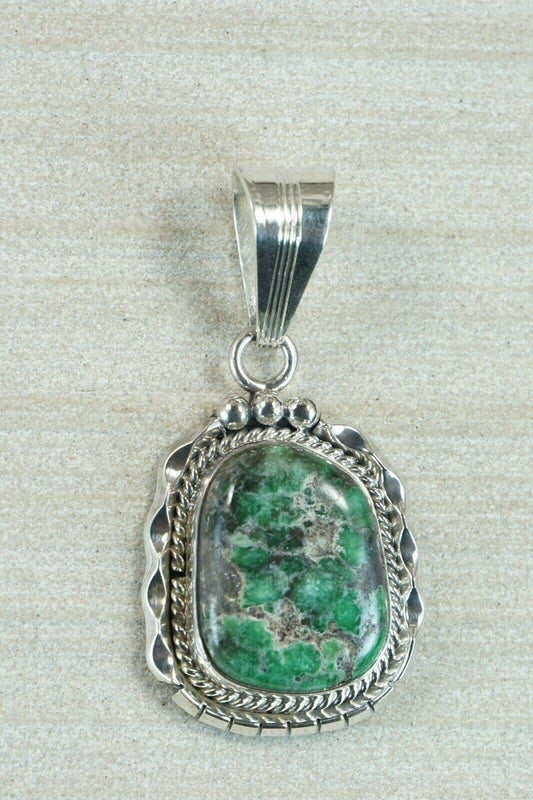Navajo Turquoise & Sterling Silver Pendant - Samuel Yellowhair - High Lonesome Trading
