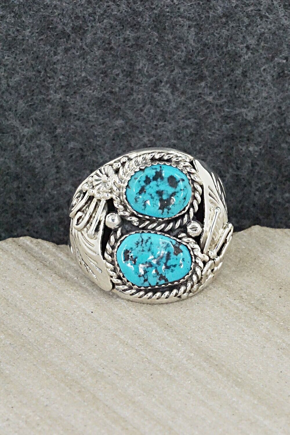 Turquoise & Sterling Silver Ring - Leonard Spencer - 12.5