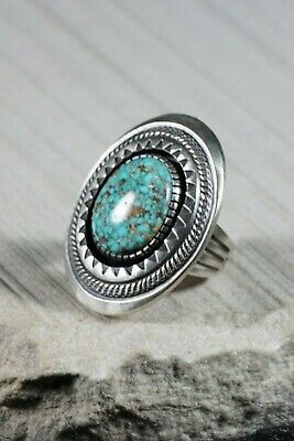 Navajo Turquoise and Sterling Silver Ring - Calvin Martinez - Size 8 - High Lonesome Trading