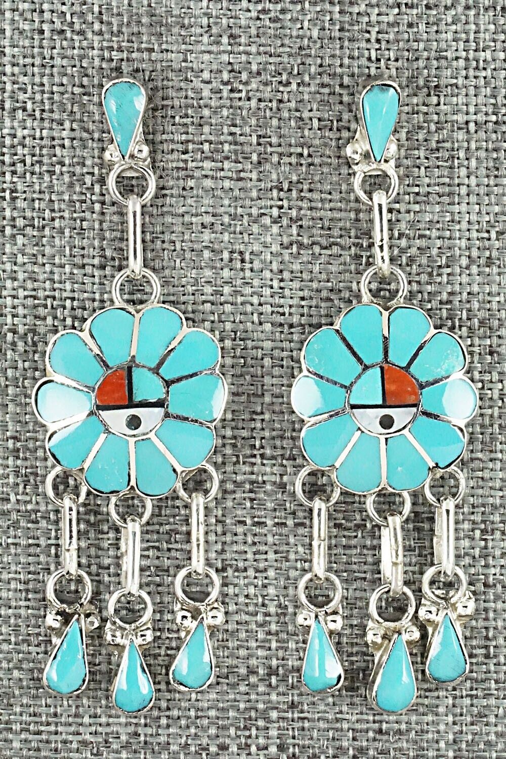Multi Stone & Sterling Silver Inlay Earrings - Burdian Soseeah