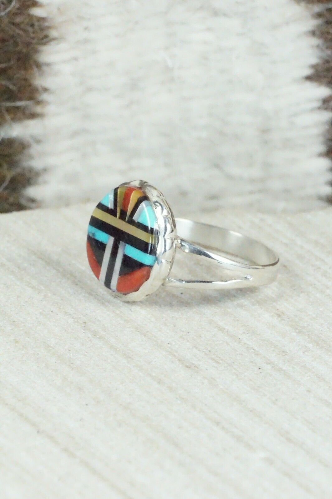 Multi Stone & Sterling Silver Ring - Ruddell Lonjose - Size 7.75