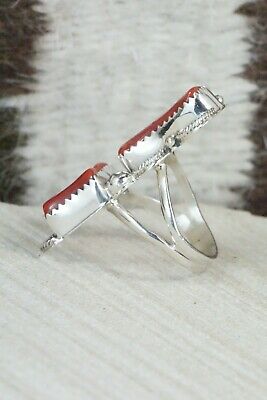Coral & Sterling Silver Ring - Shirley Largo - Size 5.5