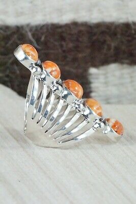 Spiny Oyster & Sterling Silver Ring - Thomas Yazzie - Size 8.5