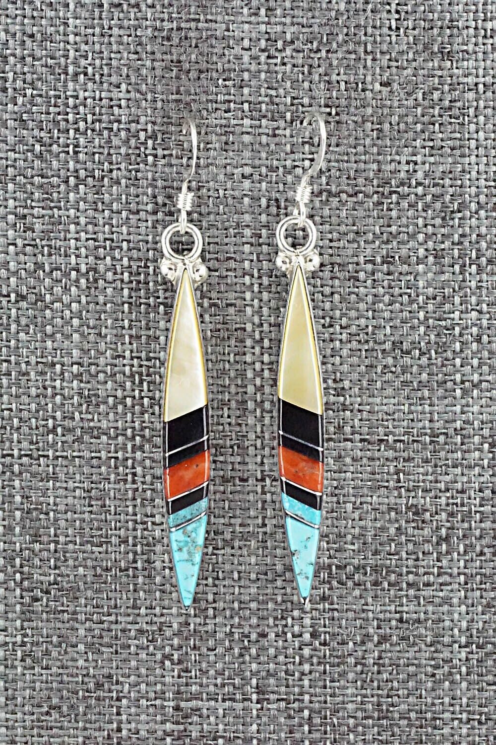 Multi Stone & Sterling Silver Inlay Earrings - Cleo Kallestewa