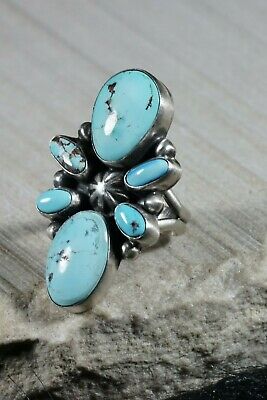 Navajo Turquoise and Sterling Silver Ring - Bobby Johnson - Size 8 - High Lonesome Trading