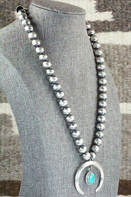 Turquoise & Sterling Silver Navajo Pearl Necklace - Jan Mariano