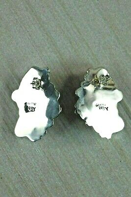 Navajo Turquoise and Sterling Silver Earrings - Harry Yazzie - High Lonesome Trading
