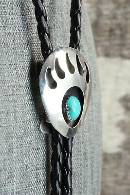 Turquoise & Sterling Silver Bolo Tie - Virginia Long