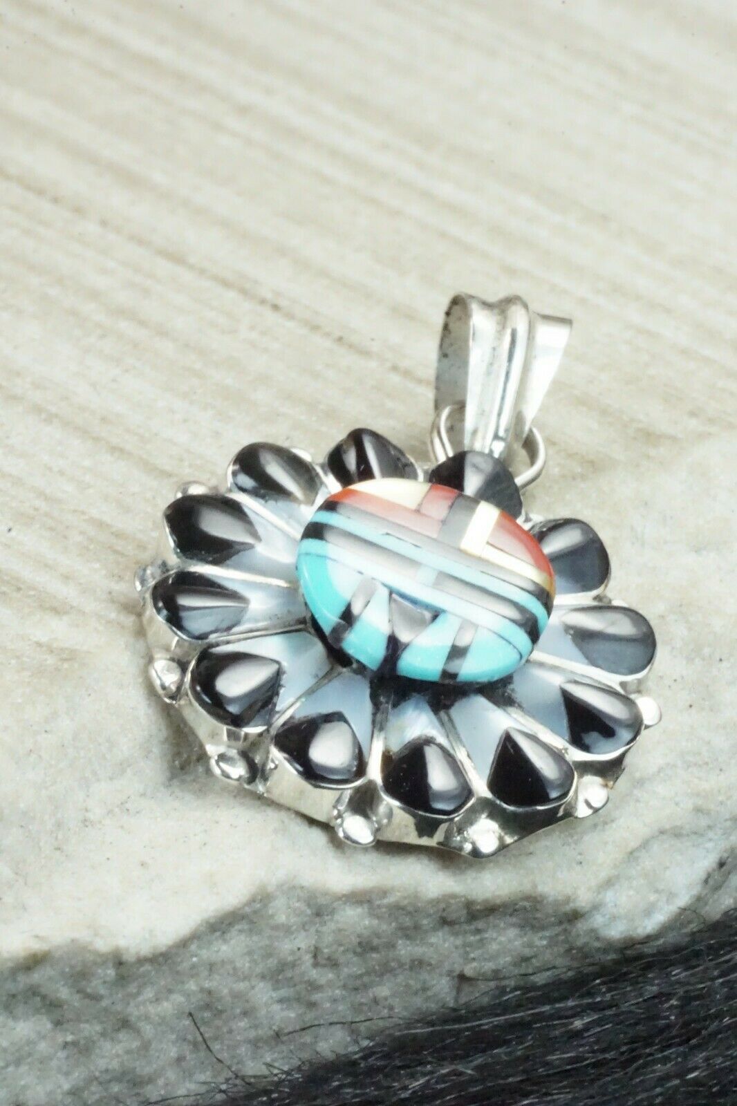 Multi Stone & Sterling Silver Pendant - Andrick Dewa