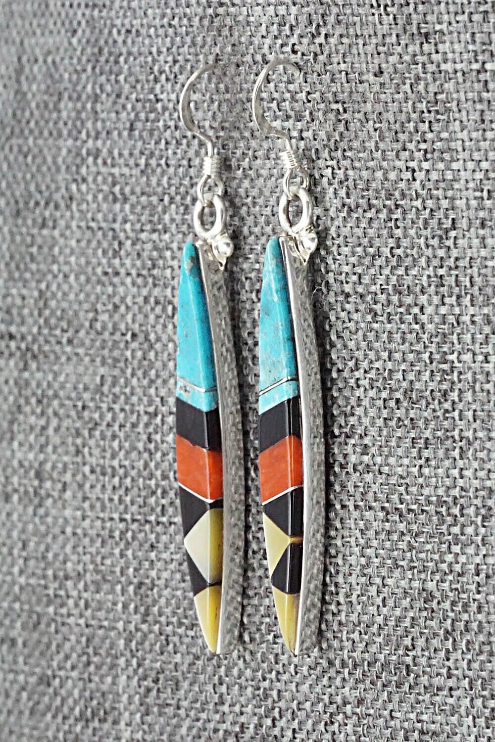 Multi Stone & Sterling Silver Inlay Earrings - Cleo Kallestewa
