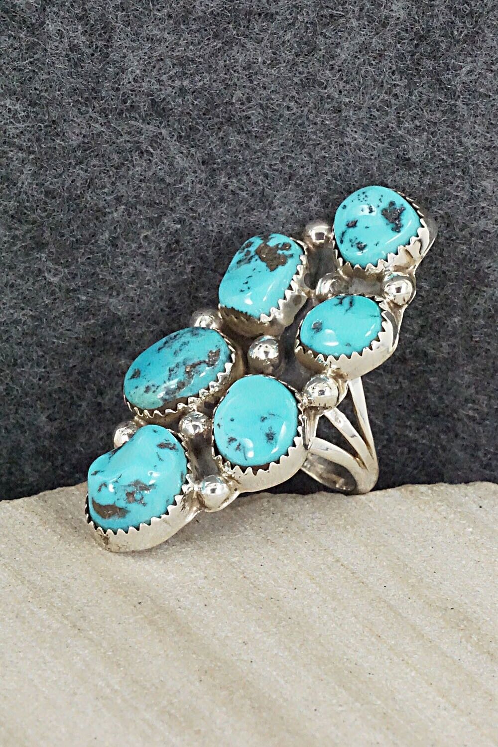 Turquoise Sterling Silver Ring - Roberta Begay - Size 7.5