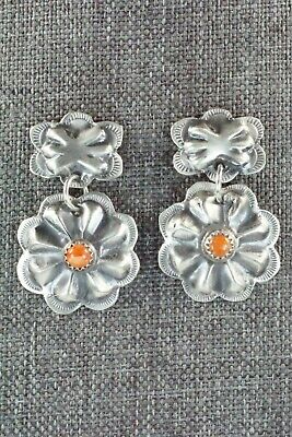 Spiny Oyster & Sterling Silver Earrings - Joan Begay