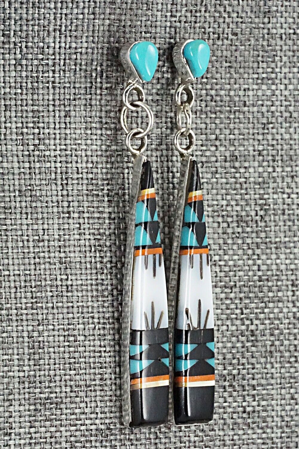 Multi Stone Inlay & Sterling Silver Earrings - Fernando Lemintino