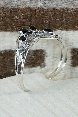 Navajo Onyx and Sterling Silver Bracelet - Roberta Begay - High Lonesome Trading