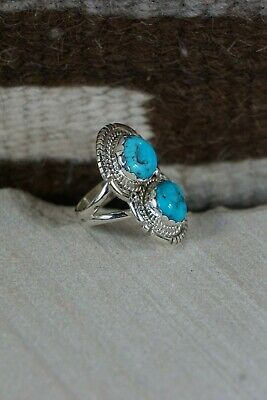 Navajo Turquoise and Sterling Silver Ring - Kay Yazzie - Size 7 - High Lonesome Trading