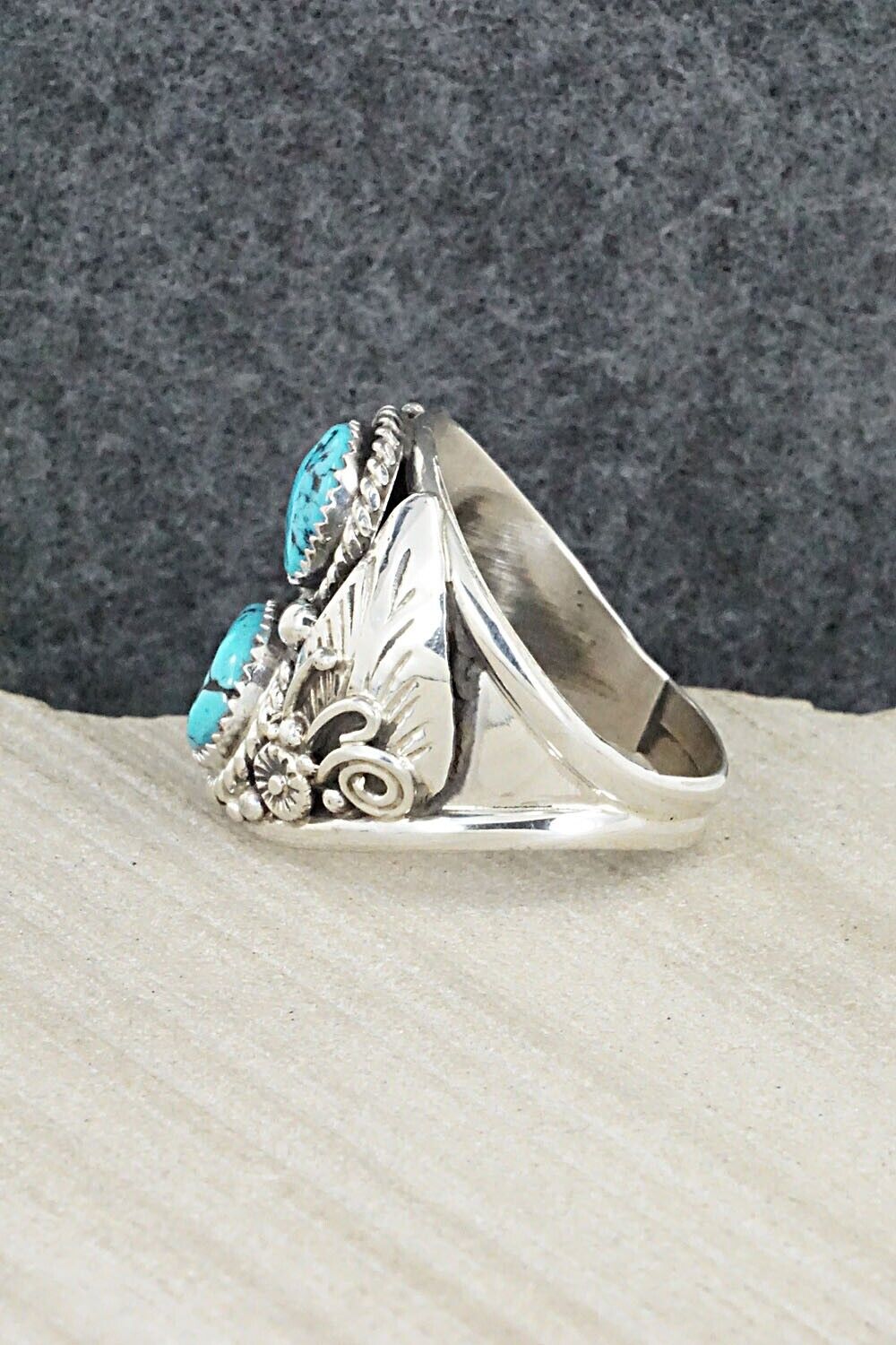Turquoise & Sterling Silver Ring - Leonard Spencer - 11.5