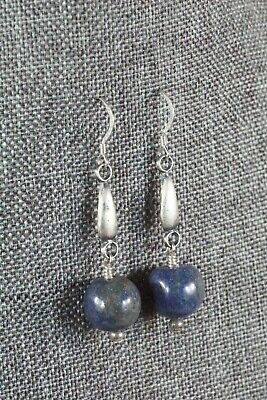 Navajo Lapis & Sterling Silver Earrings - Native American