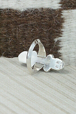 Turquoise, Spiny Oyster & Sterling Silver Ring - Priscilla Reeder - Size 8.75