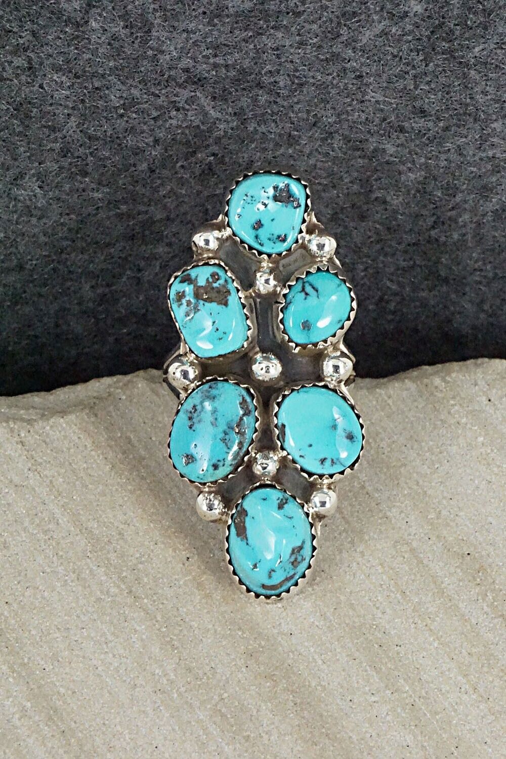 Turquoise Sterling Silver Ring - Roberta Begay - Size 7.5