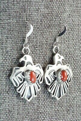 Coral & Sterling Silver Earrings - Lee Shorty
