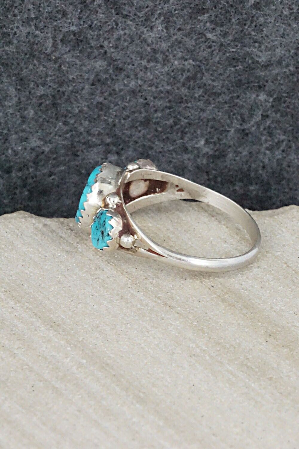 Turquoise & Sterling Silver Ring - Freda Martinez - Size 7.75