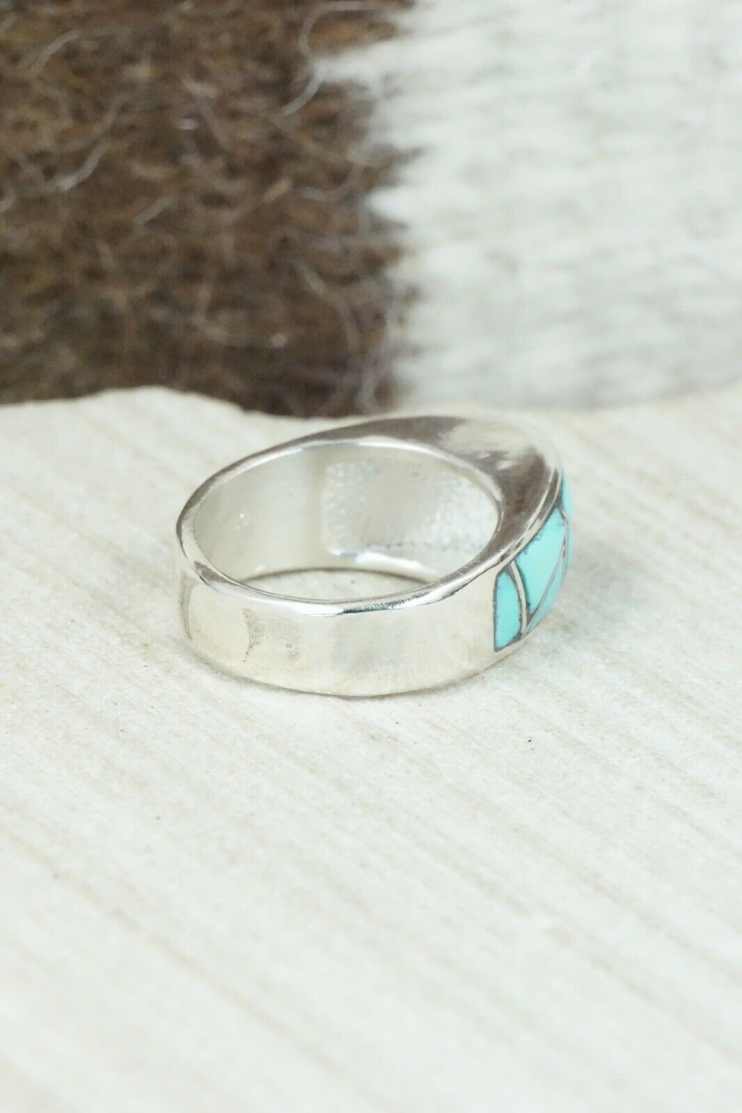 Turquoise & Sterling Silver Ring - Orena Leekya - Size 5.75