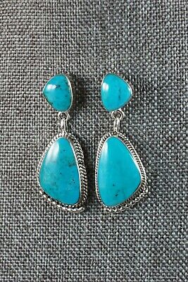 Navajo Turquoise and Sterling Silver Earrings - Sadie Jim