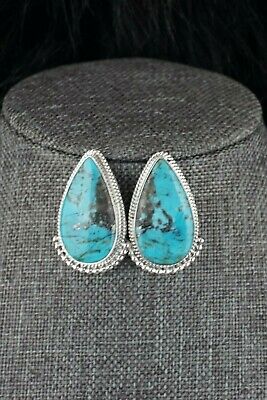 Navajo Sterling Silver & Turquoise Earrings - Mark Barney - High Lonesome Trading