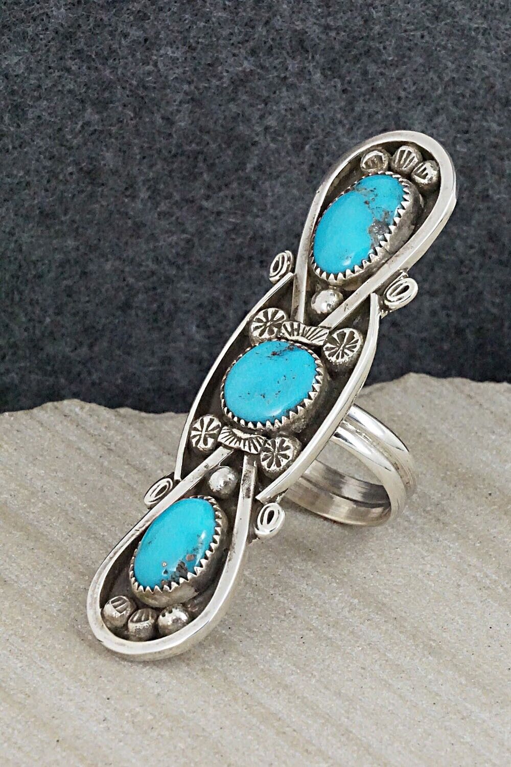 Turquoise & Sterling Silver Ring - Priscilla Reeder - Size 8.5