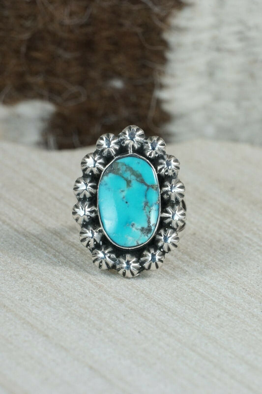 Navajo Turquoise and Sterling Silver Ring - Freida Martinez - Size 7.25