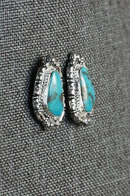 Navajo Turquoise and Sterling Silver Earrings - Annie Spencer - High Lonesome Trading