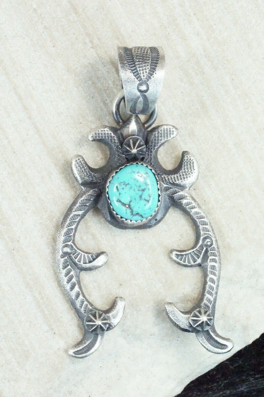Turquoise and Sterling Silver Pendant - Eva & Linberg Billah