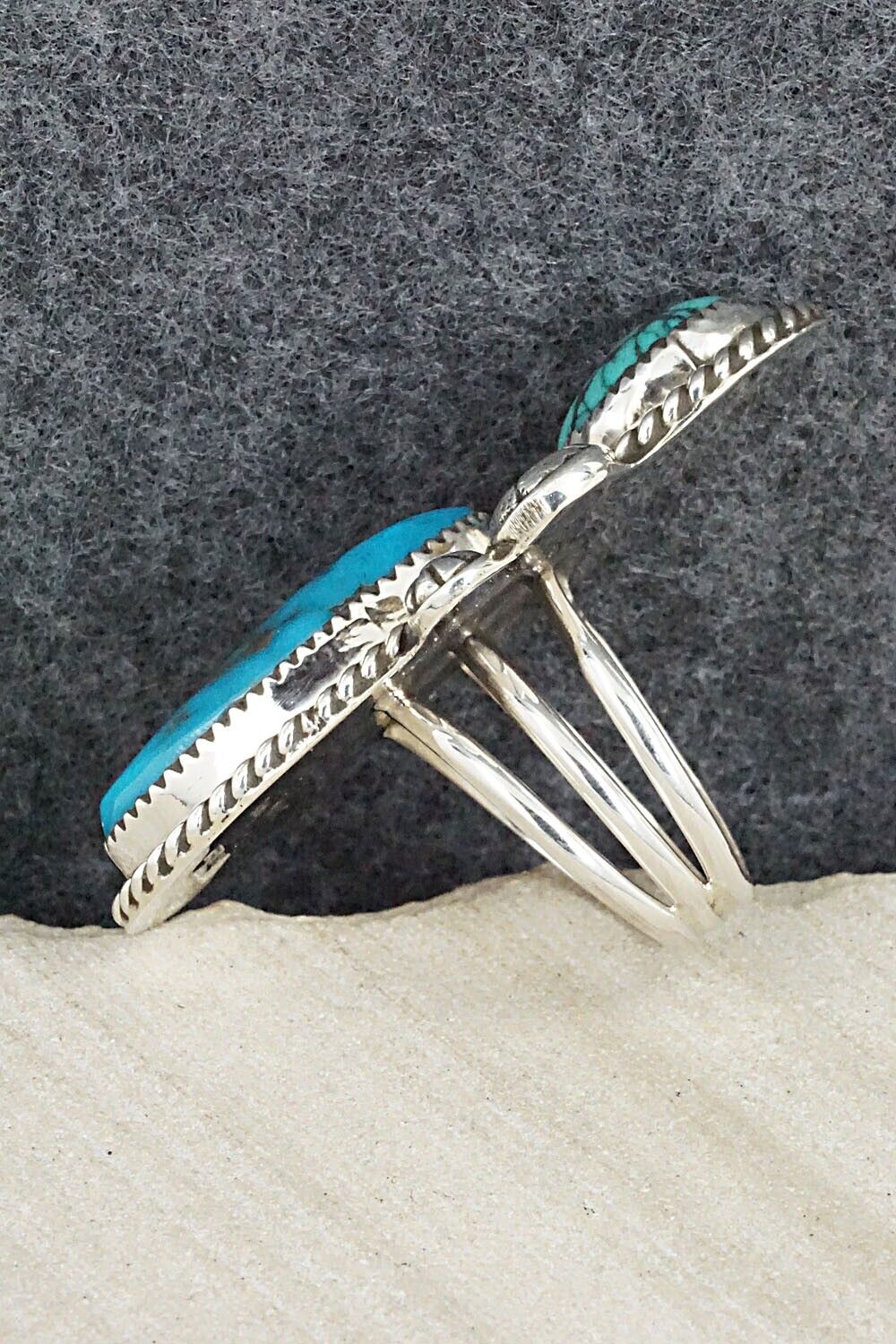 Turquoise & Sterling Silver Ring - Ray Nez - Size 10.5
