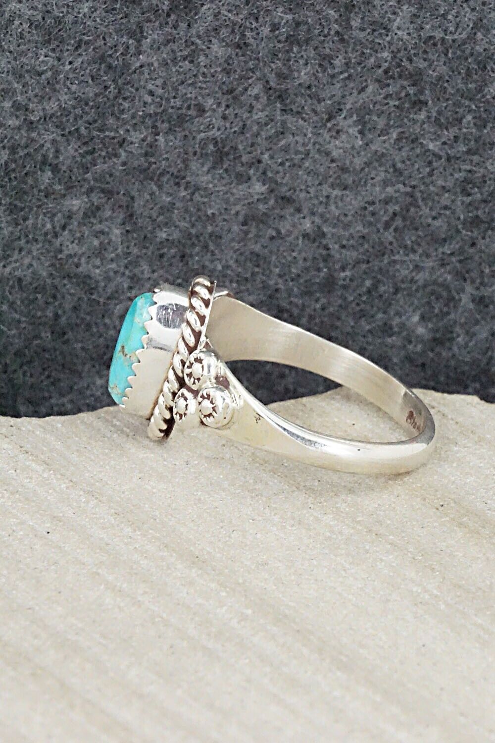 Turquoise & Sterling Silver Ring - Freda Martinez - Size 9.5