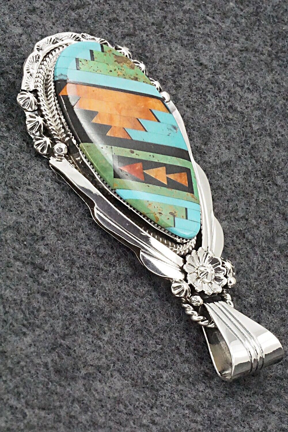 Multi Stone & Sterling Silver Pendant - Clayton Tom