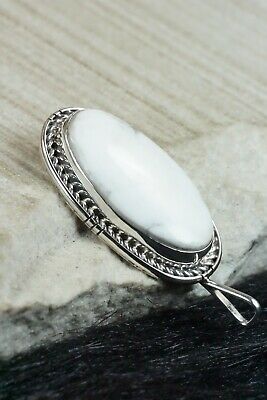 White Buffalo & Sterling Silver Pendant - T Benally