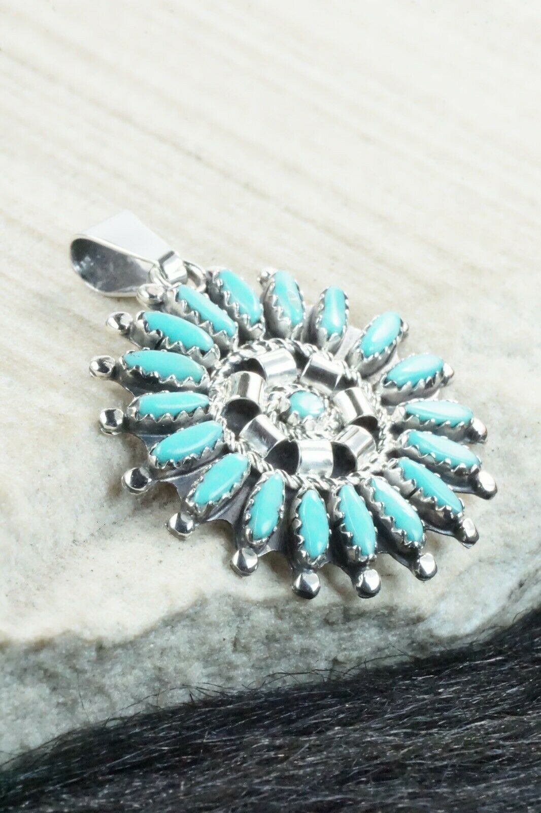 Turquoise & Sterling Silver Pendant - Nathaniel Nez
