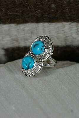 Navajo Turquoise and Sterling Silver Ring - Kay Yazzie - Size 7 - High Lonesome Trading