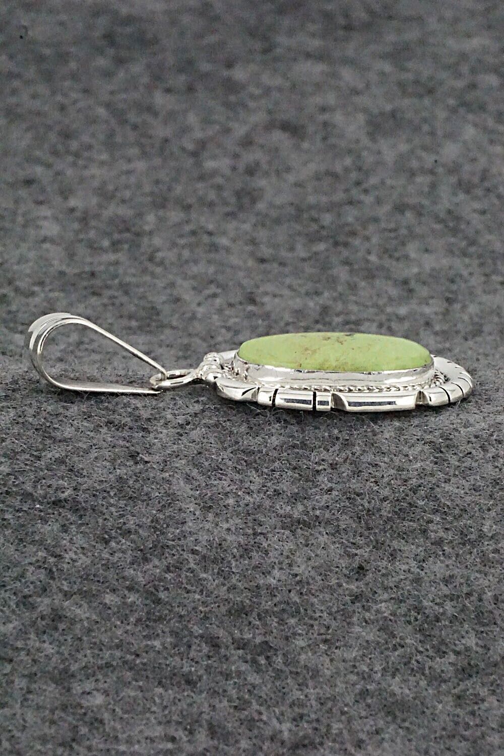 Gaspeite & Sterling Silver Pendant - Samuel Yellowhair
