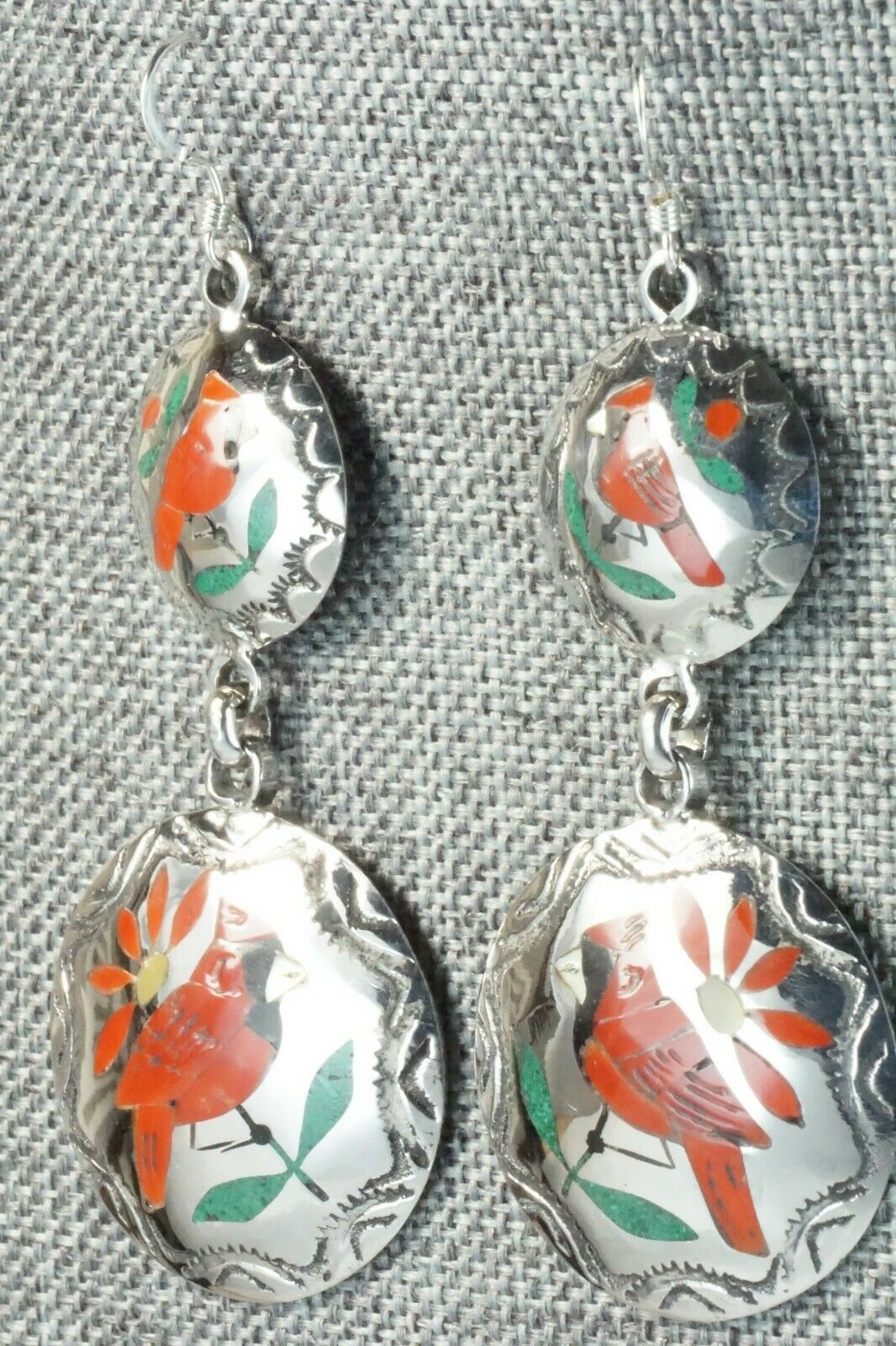Multi Stone & Sterling Silver Earrings - Quintin Quam Sr.