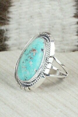 Turquoise & Sterling Silver Ring - Samuel Yellowhair - Size 8.75