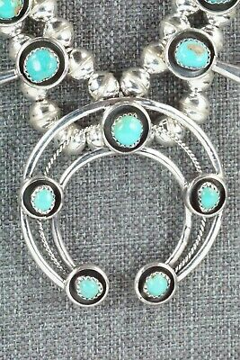 Turquoise & Sterling Silver Squash Blossom and Earrings - Phil Garcia