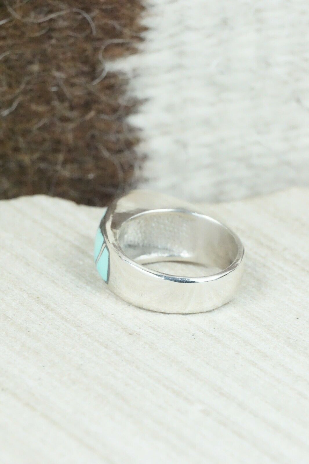 Turquoise & Sterling Silver Ring - Orena Leekya - Size 5.75