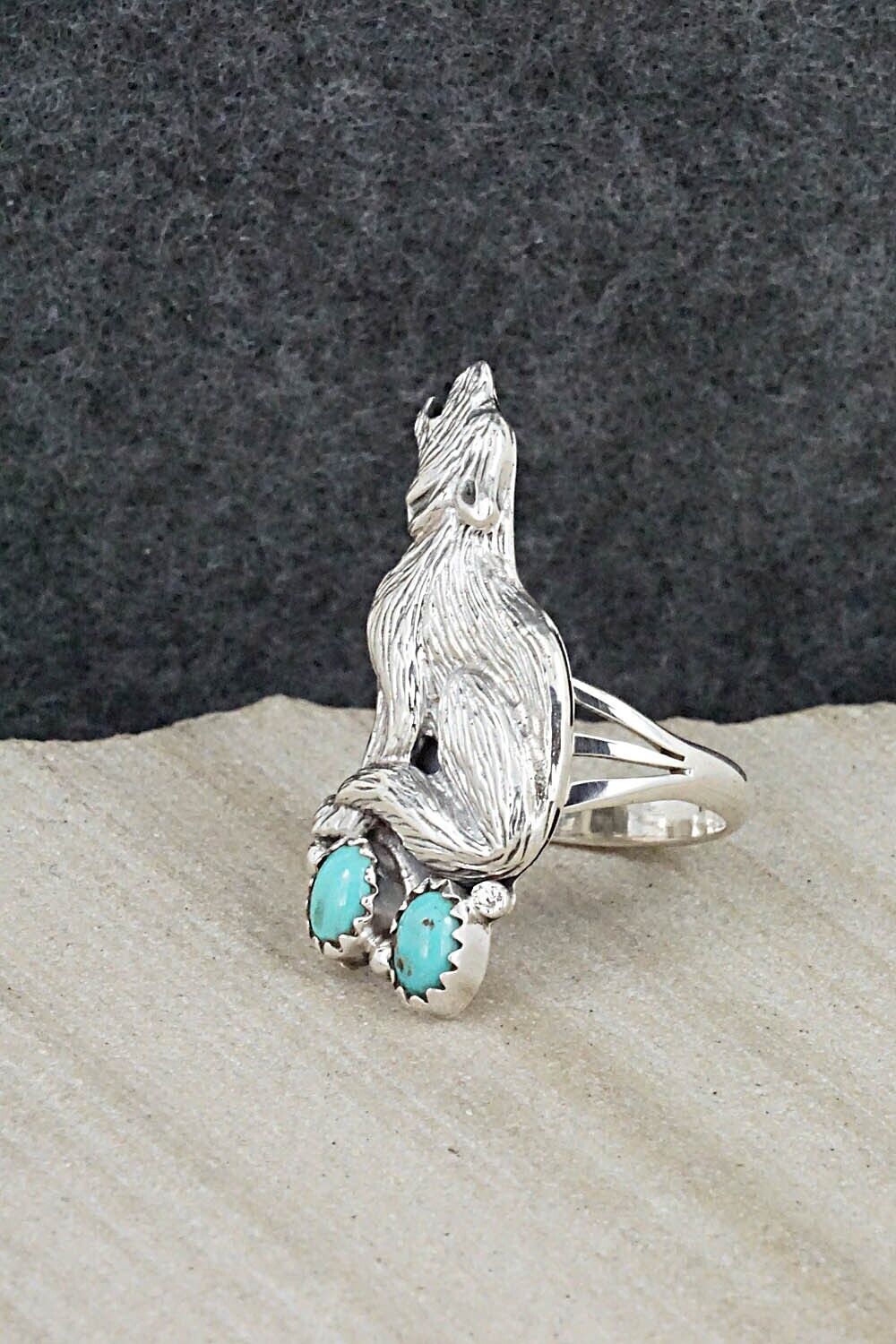 Turquoise & Sterling Silver Ring - Samuel Yellowhair - Size 7