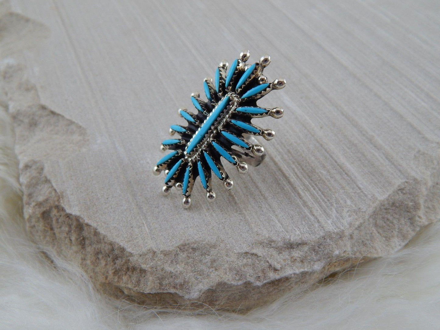 Zuni Sterling Silver & Turquoise Bracelet & Ring - Gerald Etsate - High Lonesome Trading
