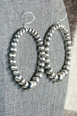Navajo Sterling Silver Pearl Hoop Earrings - Jan Mariano - High Lonesome Trading