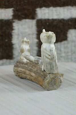 Owl and Fox Zuni Fetish Carving - Marvelita Phillips - High Lonesome Trading