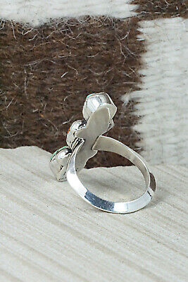 Turquoise, Spiny Oyster & Sterling Silver Ring - Priscilla Reeder - Size 8.75