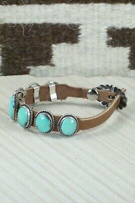 7 Stone Turquoise, Sterling Silver and Leather Bracelet - Danny Martinez - High Lonesome Trading